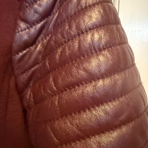 Anthropologie- Elevenses Burgundy MOTO Jacket Large - Picture 3 of 4